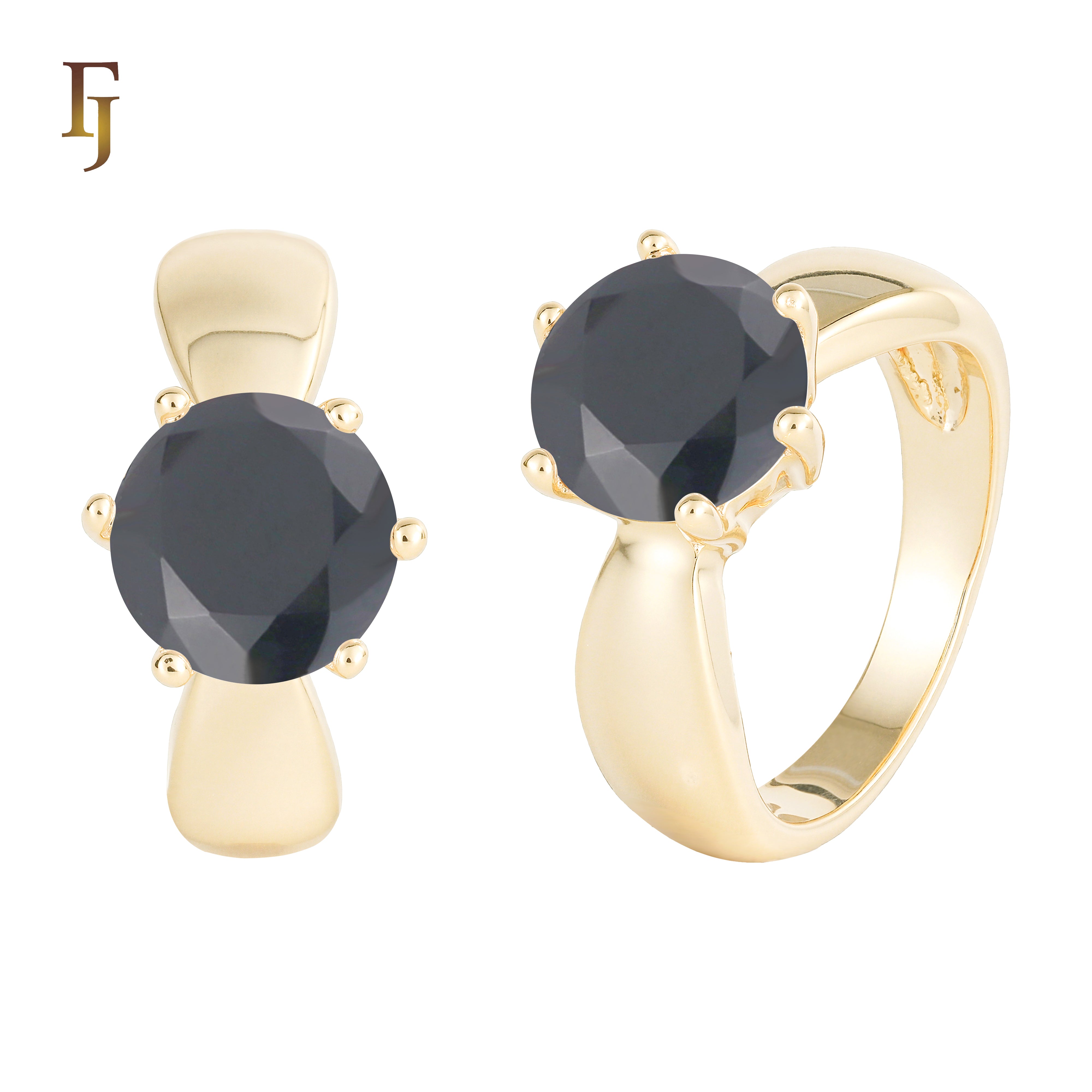 Luxury Round Cut CZ Engagement Ring with Baguette Accents | FJ Fallon Jewelry