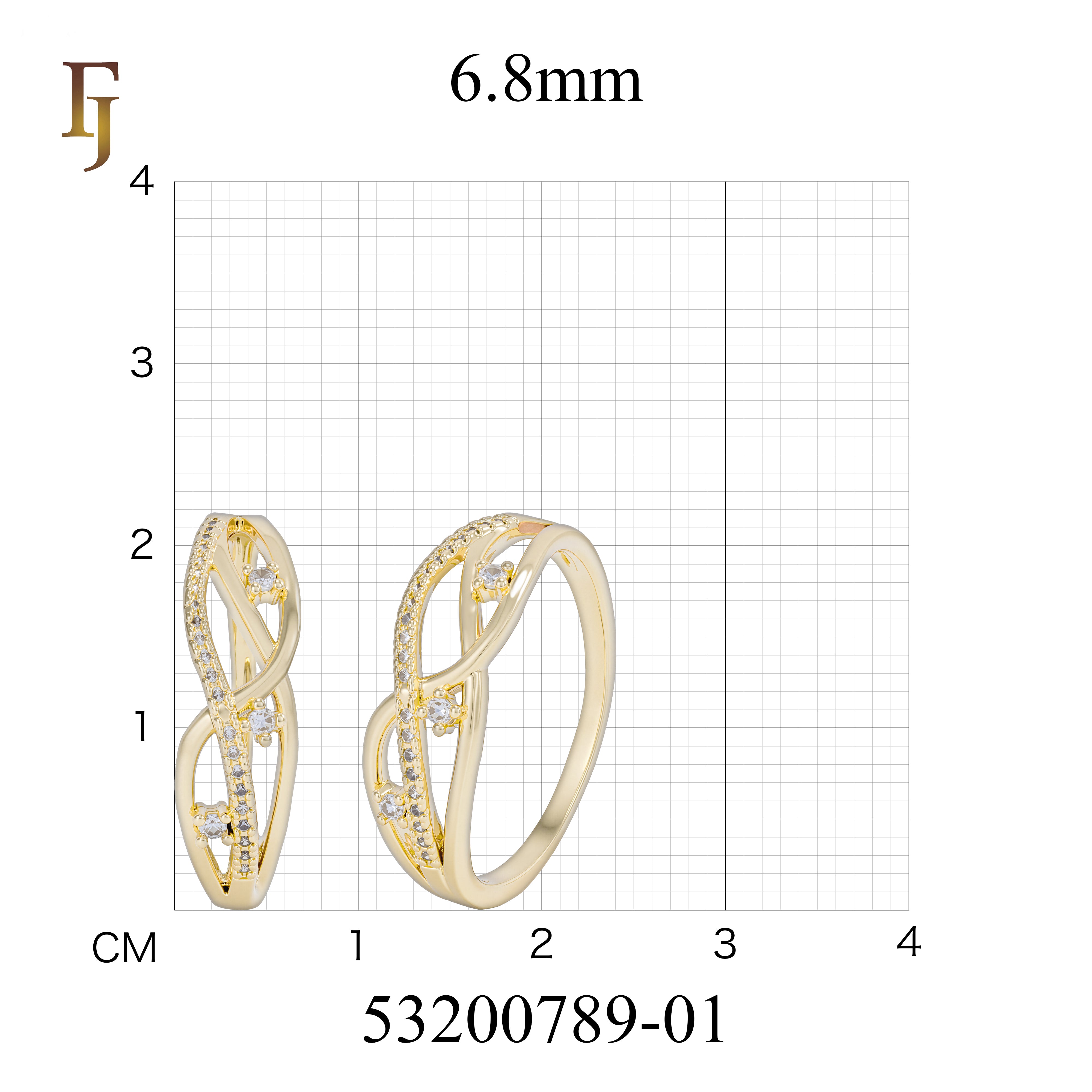 Gold Plated Elegant Wave Design Ring with Sparkling Zircon Accents – FJ Jewelry