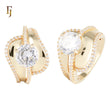 Elegant Wide Band Gold Ring with Round Brilliant CZ and Pave Detailing – FJ Jewelry
