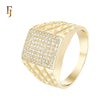 Pave Cubic Zirconia Greek Key Statement Ring 14K Gold Plated Hypoallergenic Tarnish Resistant Jewelry FJ Fallon Jewelry