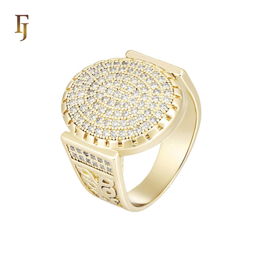 Oval Pave Cubic Zirconia Statement Ring 14K Gold Plated Hypoallergenic Tarnish Resistant Jewelry FJ Fallon Jewelry