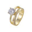 Anillos solitarios con pavé de circonitas blancas en oro de 14 quilates, oro blanco y oro rosa en dos tonos.