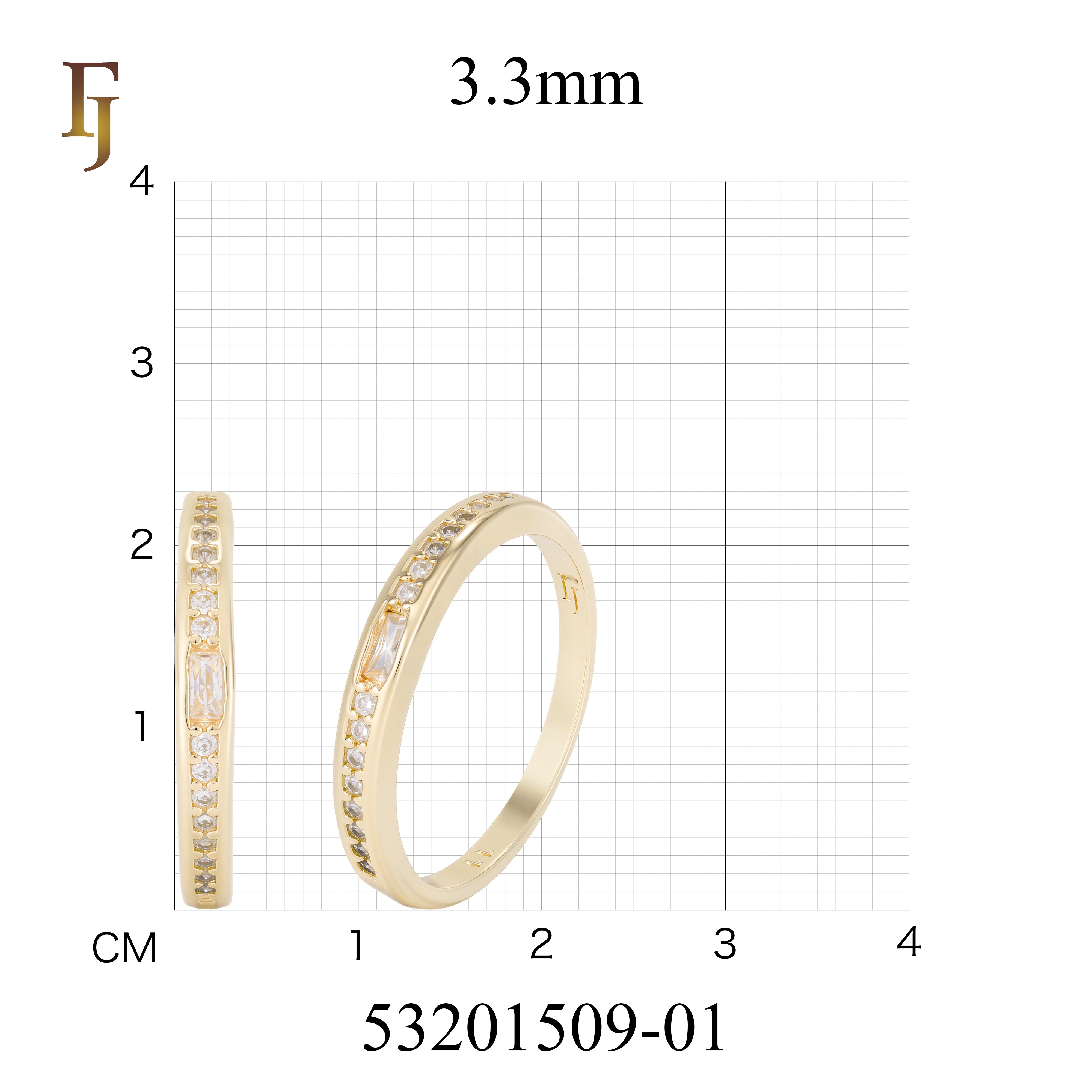 Slim Gold Plated Women’s Ring – Baguette & Round CZ Band for Stacking or Minimalist Wear