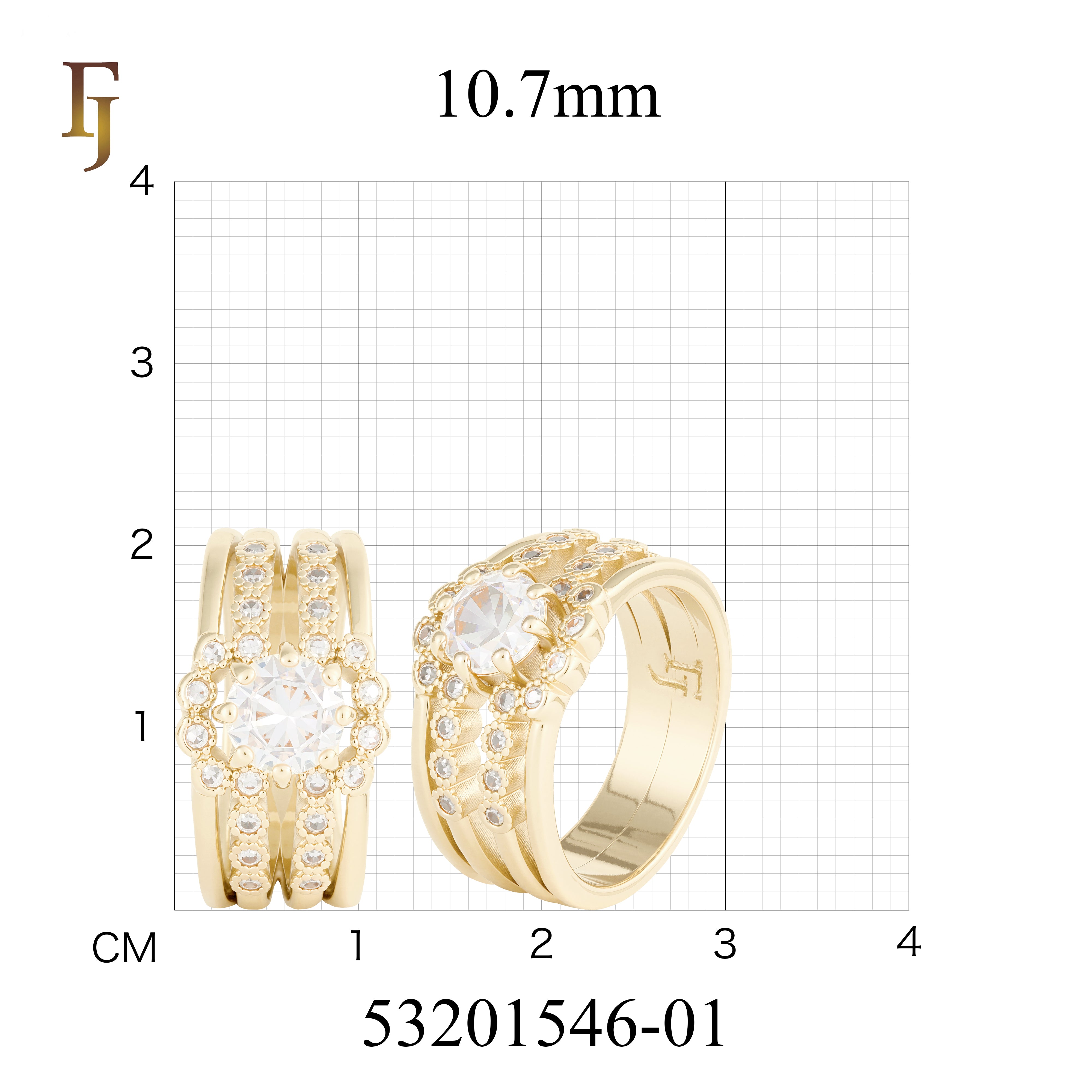 Vintage Royal Wide Band Ring with CZ Accents | 18K Gold Plated Statement Jewelry for Women | FJ Fallon Jewelry