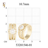 Vintage Royal Wide Band Ring with CZ Accents | 18K Gold Plated Statement Jewelry for Women | FJ Fallon Jewelry