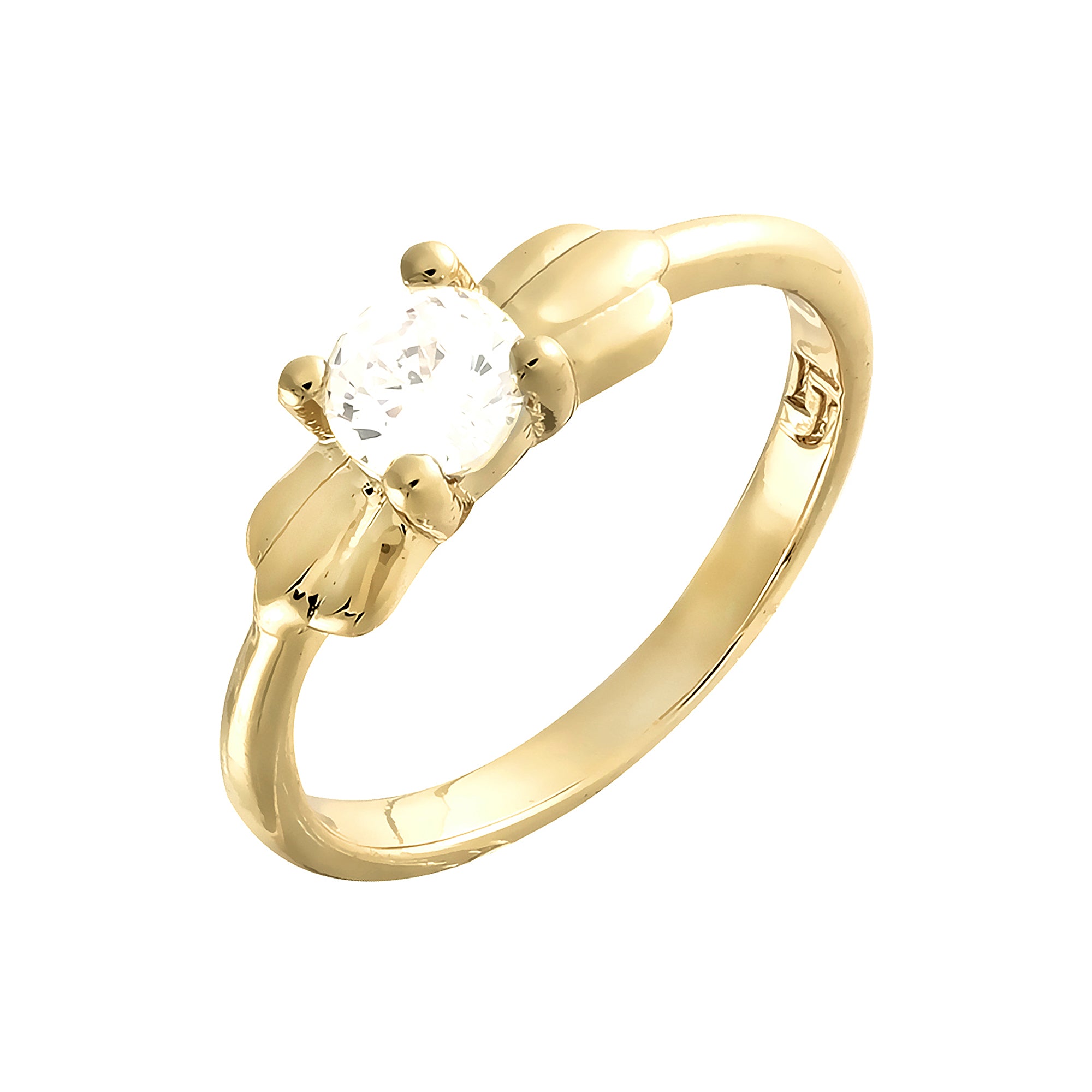Solitaire white cz 14K Gold Rings