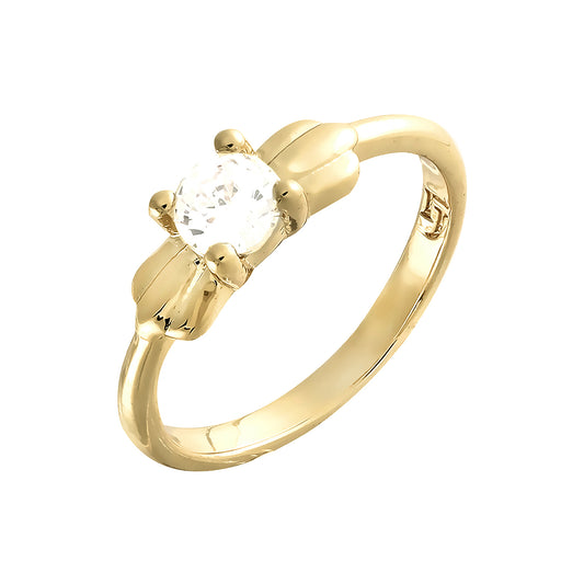 Solitaire white cz 14K Gold Rings
