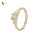 Solitaire rounded white cz 14K Gold Engagement Rings