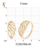 Gold Plated Wide Band Ring with Intertwined Cubic Zirconia Waves Design