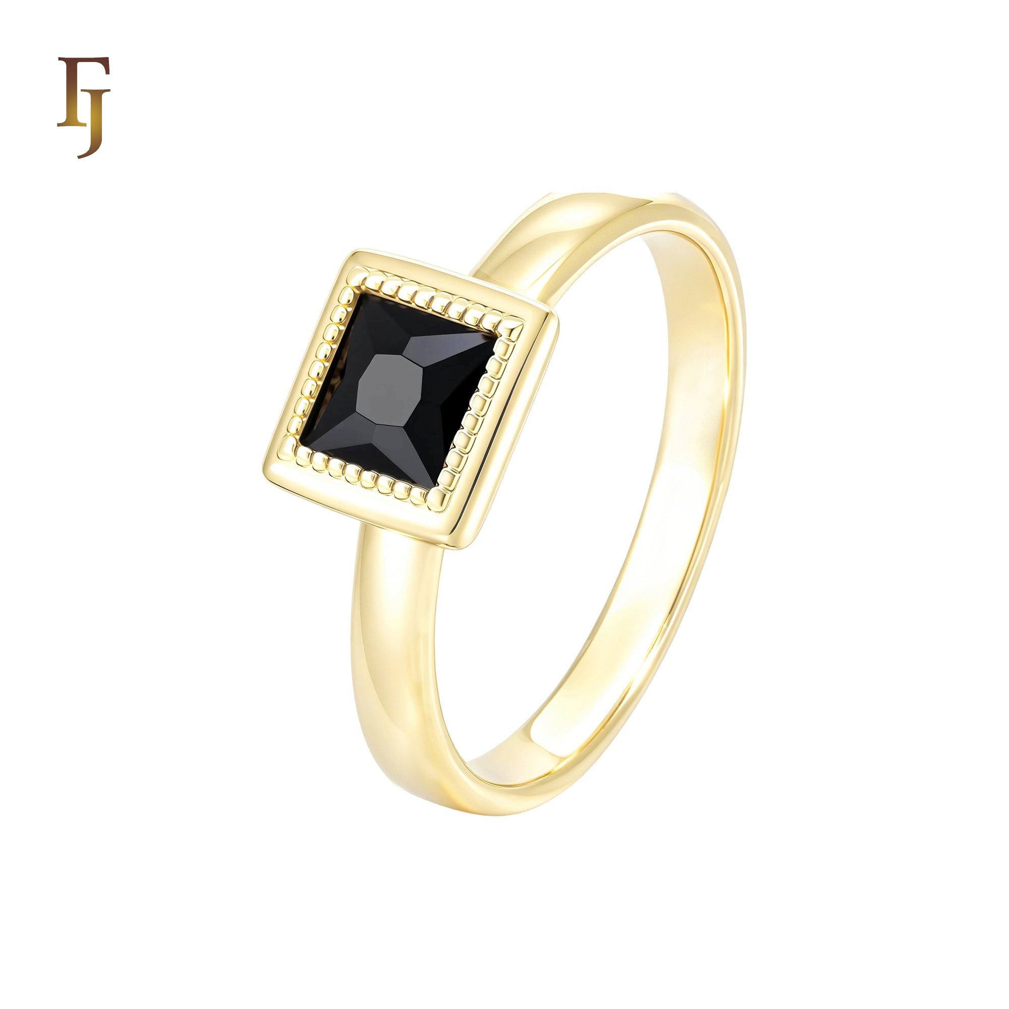 Colorful princess cut solitaire stone 14K Gold Engagement Rings