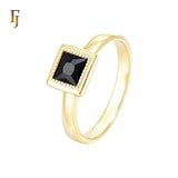 Colorful princess cut solitaire stone 14K Gold Engagement Rings