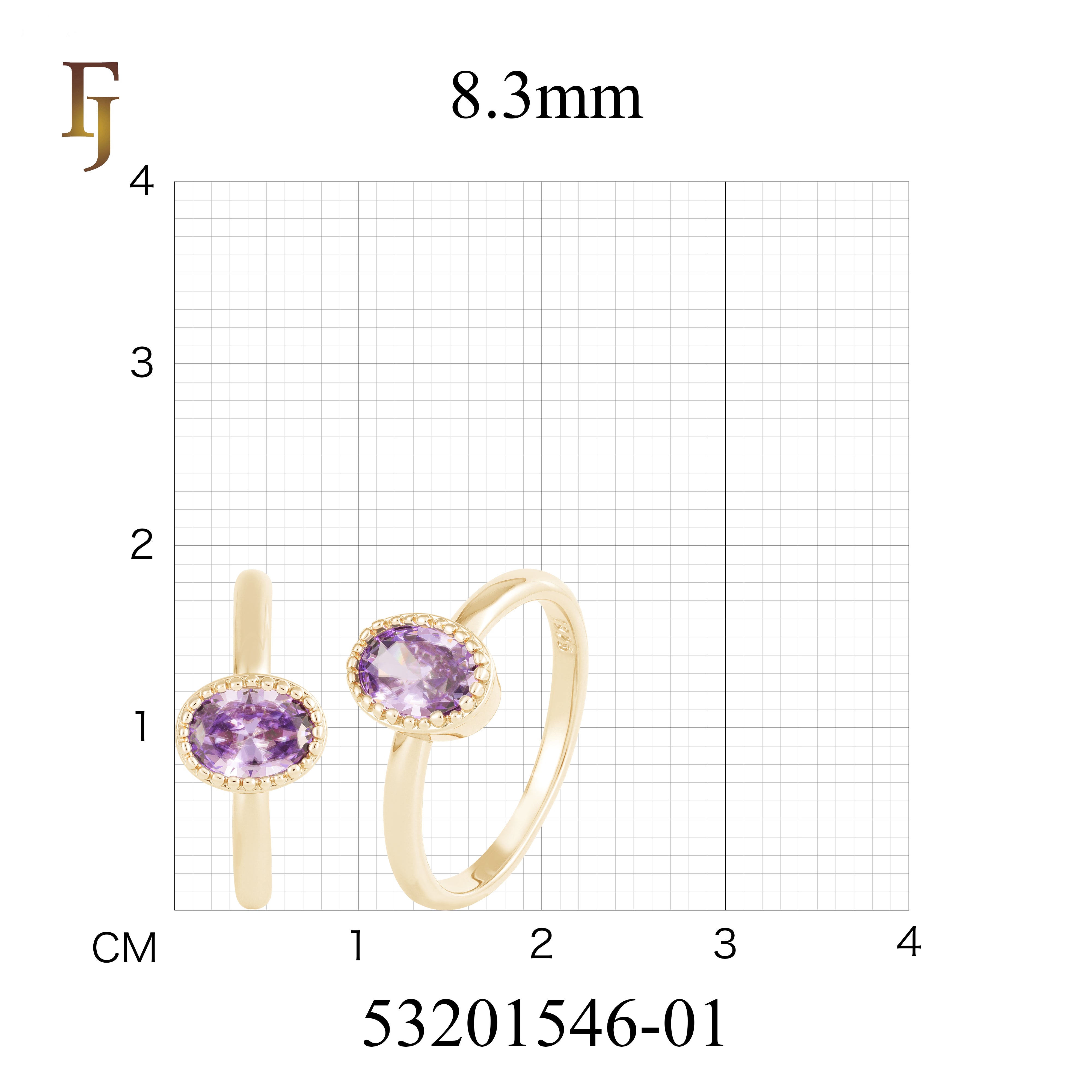 Elegant Oval Cut Purple CZ Ring | Gold Plated Simple Minimalist Band for Women | FJ Fallon Jewelry