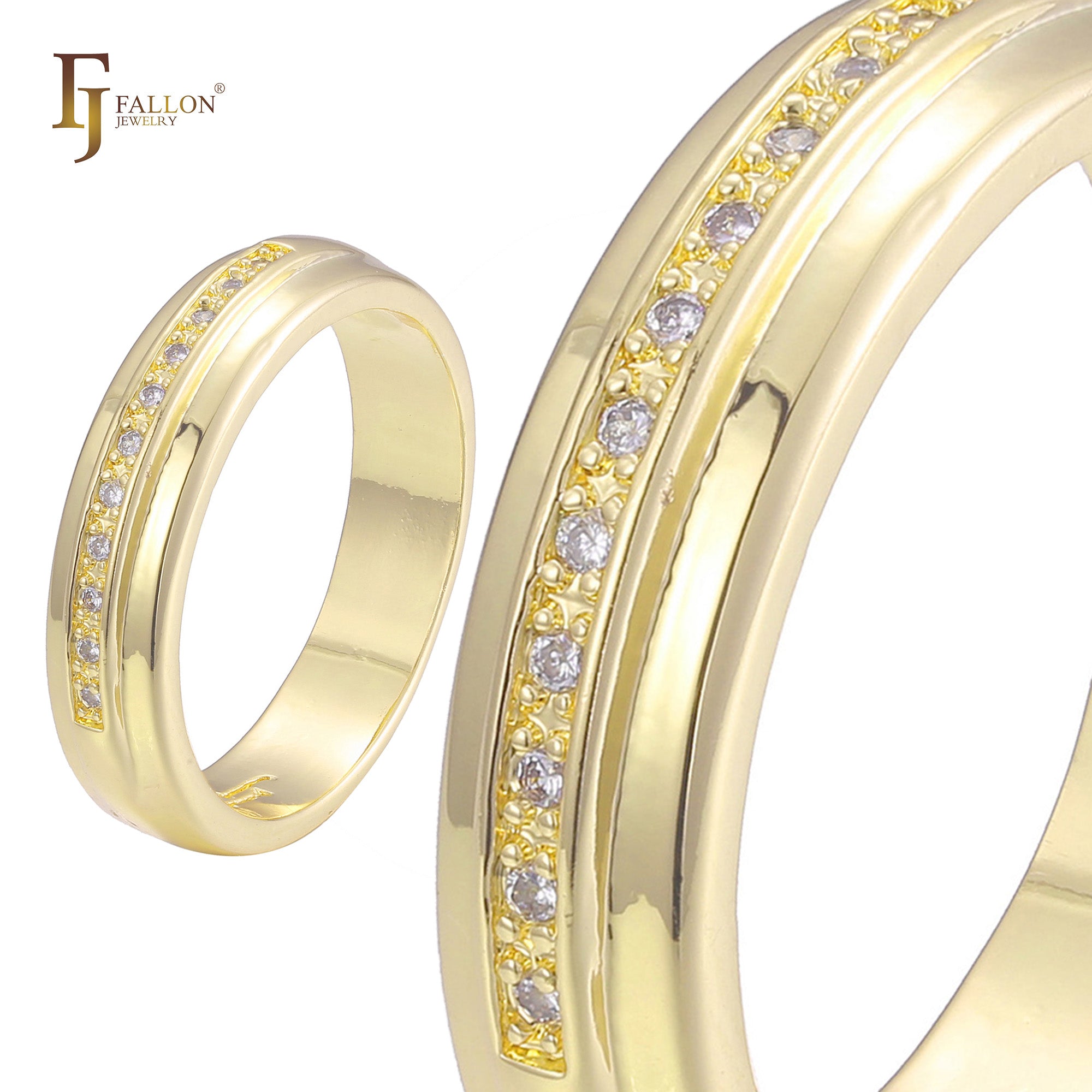 14K ゴールド、ローズゴールド、ツートーン メッキ色の結婚指輪リング
