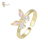 Offene Ringe aus 14-karätigem Gold mit Schmetterlingsmotiv