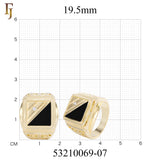 Square Black Onyx Men’s Ring – Gold Plated Brass Signet Ring with CZ Accent, Vintage Engraved Sides