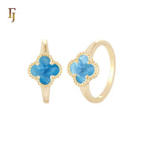 🔥 Minimalism Elegant Black or white Clover design 14K Gold Fashion Rings