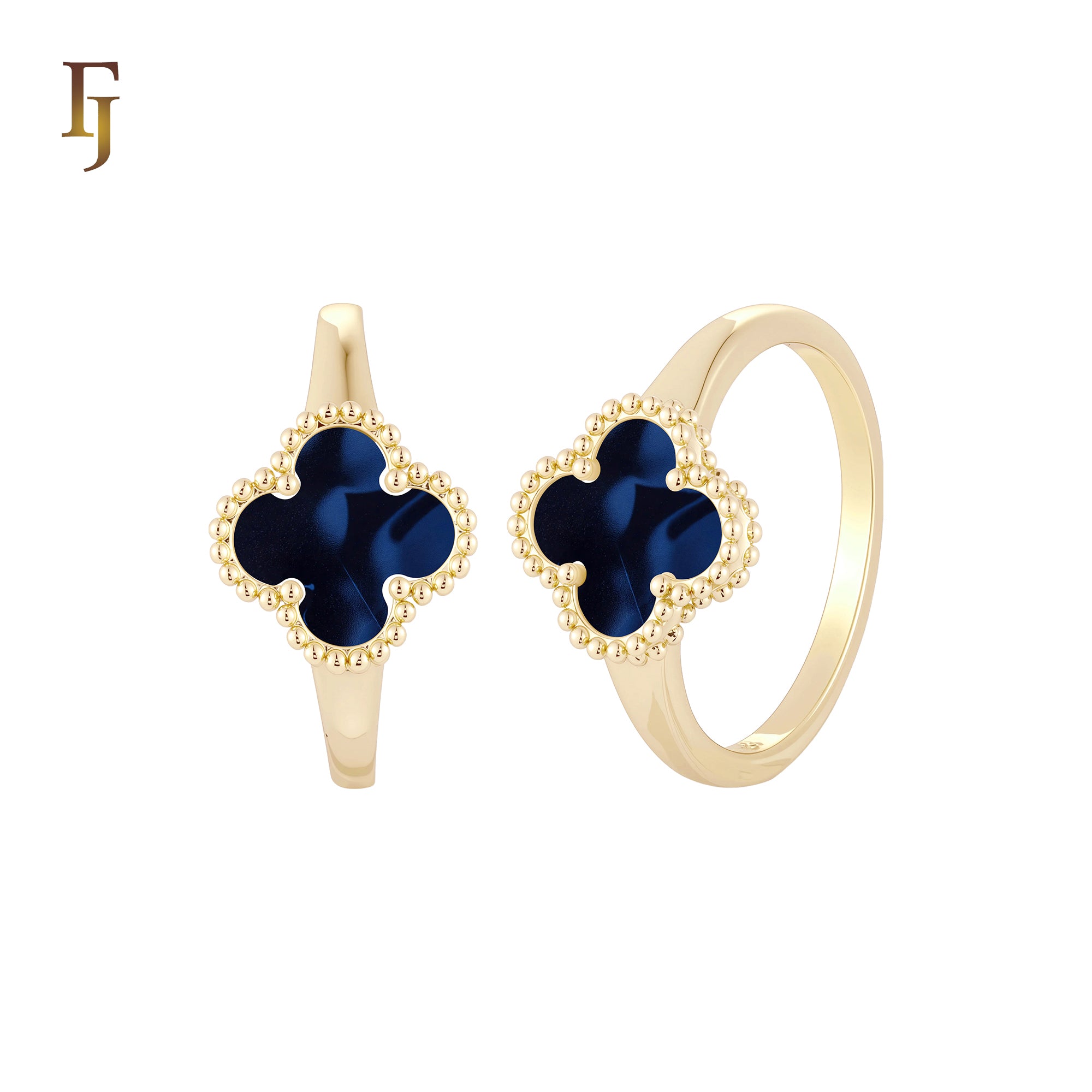 🔥 Minimalism Elegant Black or white Clover design 14K Gold Fashion Rings