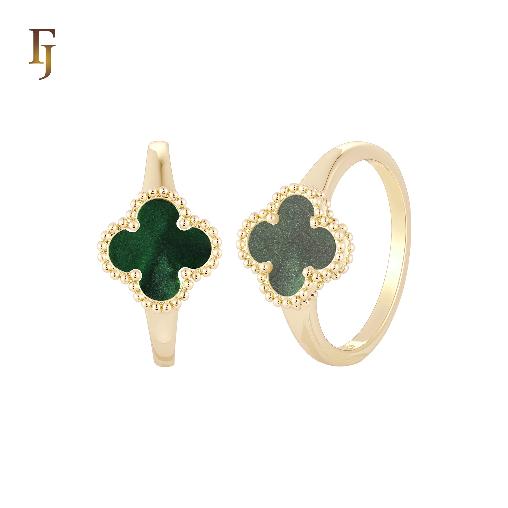 🔥 Minimalism Elegant Black or white Clover design 14K Gold Fashion Rings