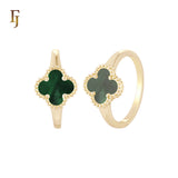 🔥 Minimalism Elegant Black or white Clover design 14K Gold Fashion Rings