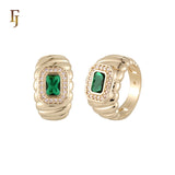 Rope shape textured solitiare cushion cut stone 14K Gold Fashion Rings