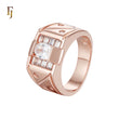 Cluster Baguette White CZs Rose Gold signet Men's Rings