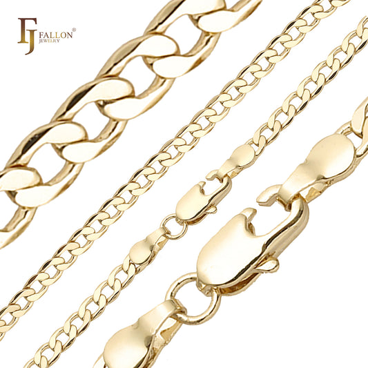 🔥 Classic Curb link chains [thin 2.5mm-5.2mm] plated in 14K Gold