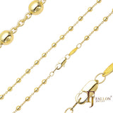 ホワイトゴールド、14K ゴールド、ローズゴールド、ツートーンメッキのケーブル リンク ビーズ チェーン