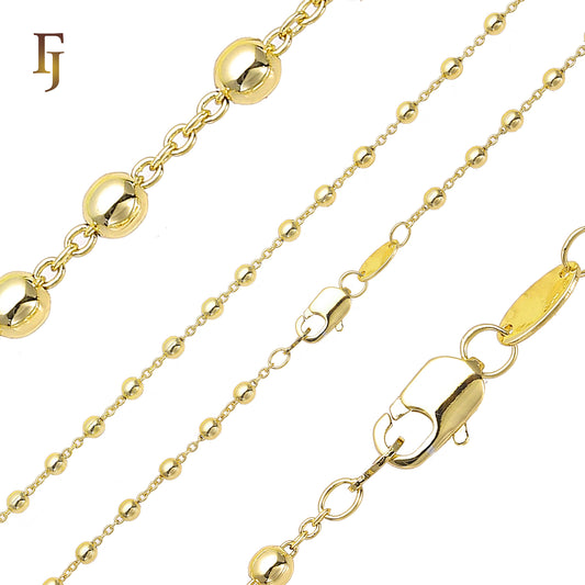 .Cable link beads chains plated in White Gold, 14K Gold, Rose Gold, two tone