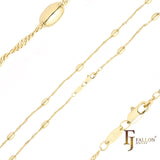 Oval Beads Singapore link chains plated in 14K Gold, Rose Gold, two tone, White Gold