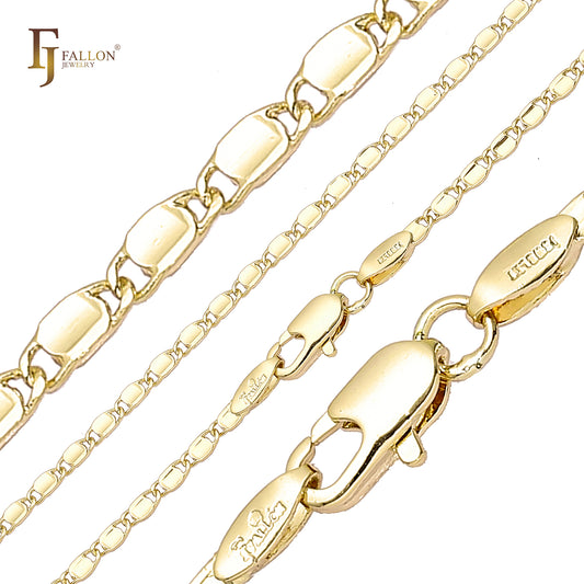 {カスタマイズ} 凹型ソリッド カタツムリ リンク ローズゴールド、14K ゴールド、ホワイト ゴールド チェーン