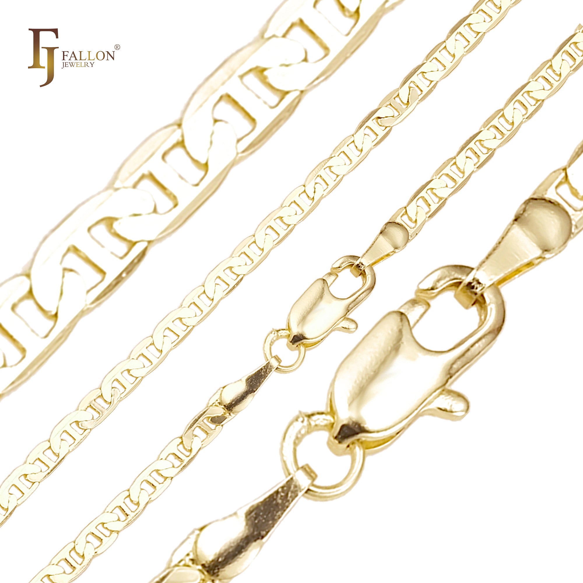 Classic Mariner rod link Chains plated in 14K Gold, two tone