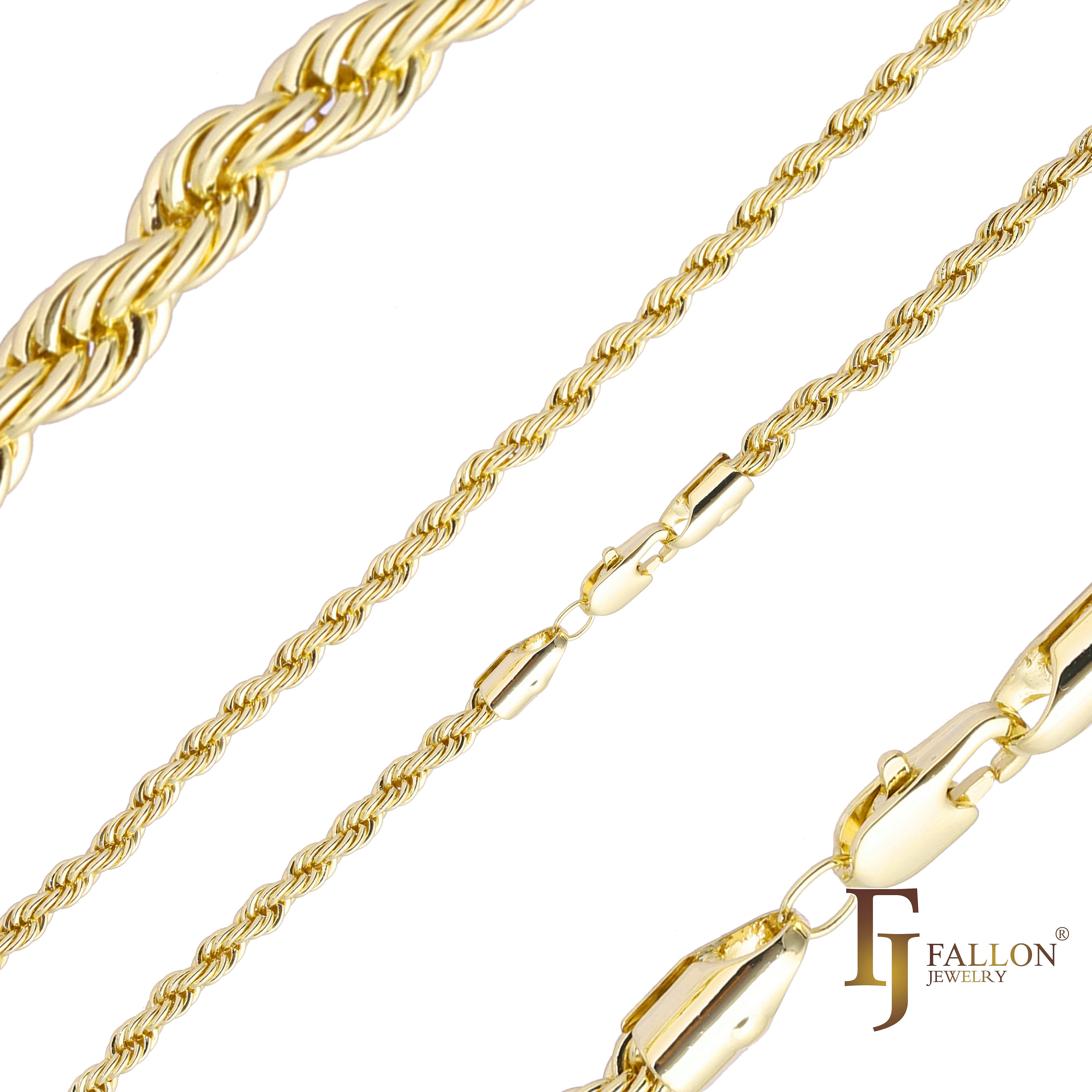 Classic 14K Gold French Rope chains [Thin 2mm-4mm]