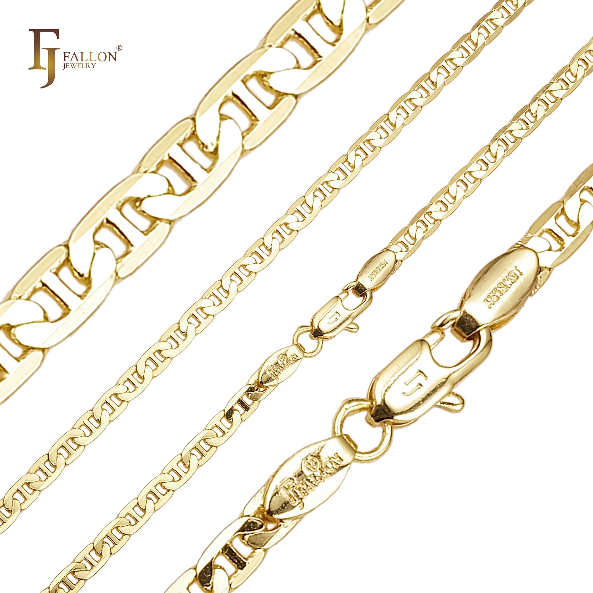 Classic Mariner rod link Chains plated in 14K Gold, two tone