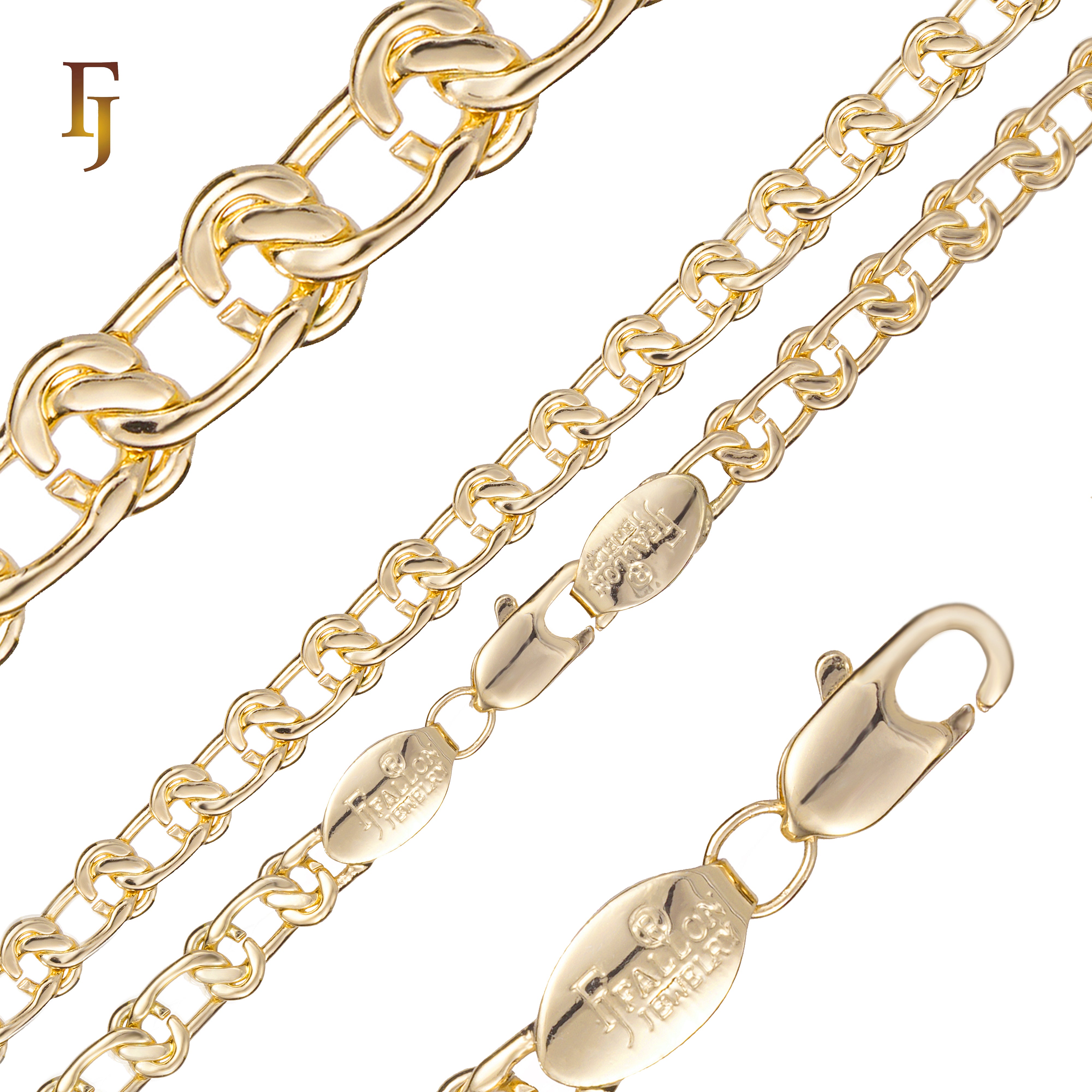 Cable Snail link chains 14K Gold, White Gold-Plated Chain Necklace 4mm-8mm – Classic Oval Link Chain for Men & Women | FJ Jewelry