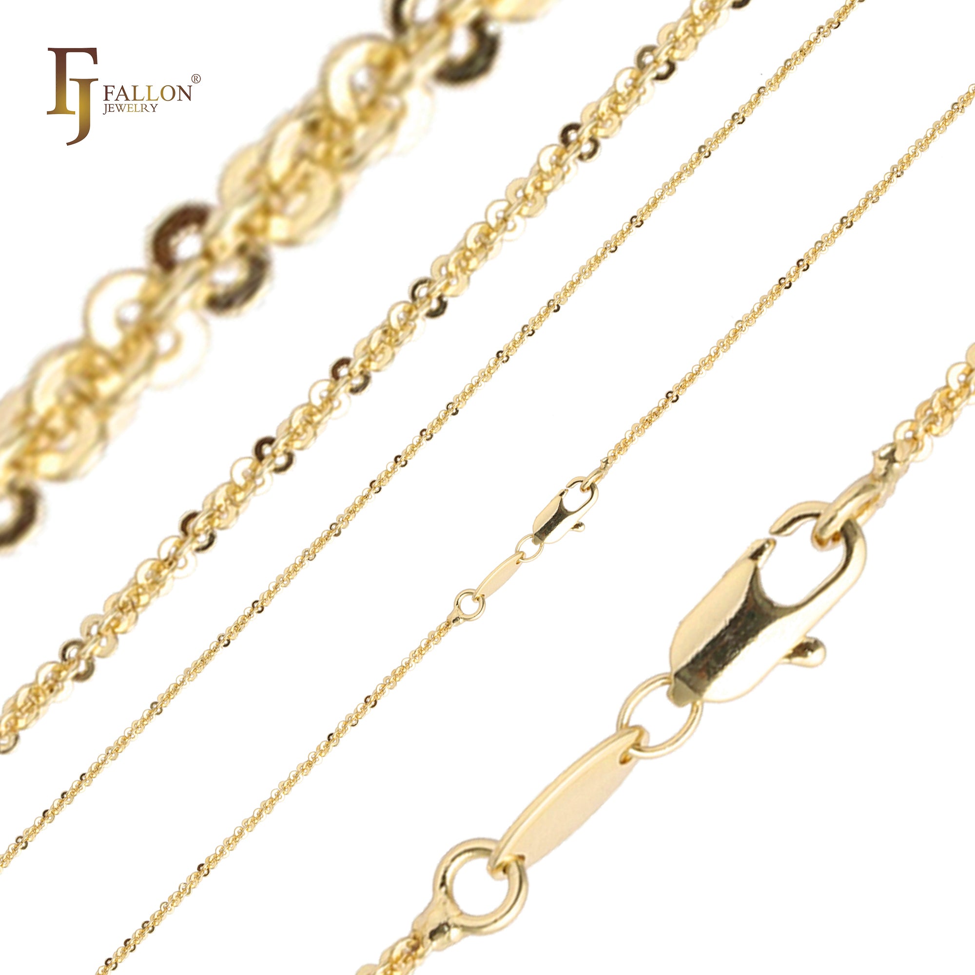 Elegantes cadenas de eslabones elegantes con disco Rolo Margarita ultradelgadas chapadas en oro de 14 quilates, oro rosa