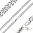 .Two-way Cuban double link chains plated in White Gold Surface flattened SF
