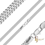.Two-way Cuban double link chains plated in White Gold Surface flattened SF