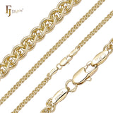 Eslabón de cable de cadenas de trigo Spiga chapado en oro de 14 quilates, oro rosa y oro blanco
