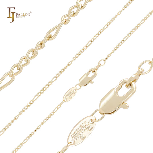 Correntes de elo fantasia de cabo banhadas em ouro 14K, ouro rosa