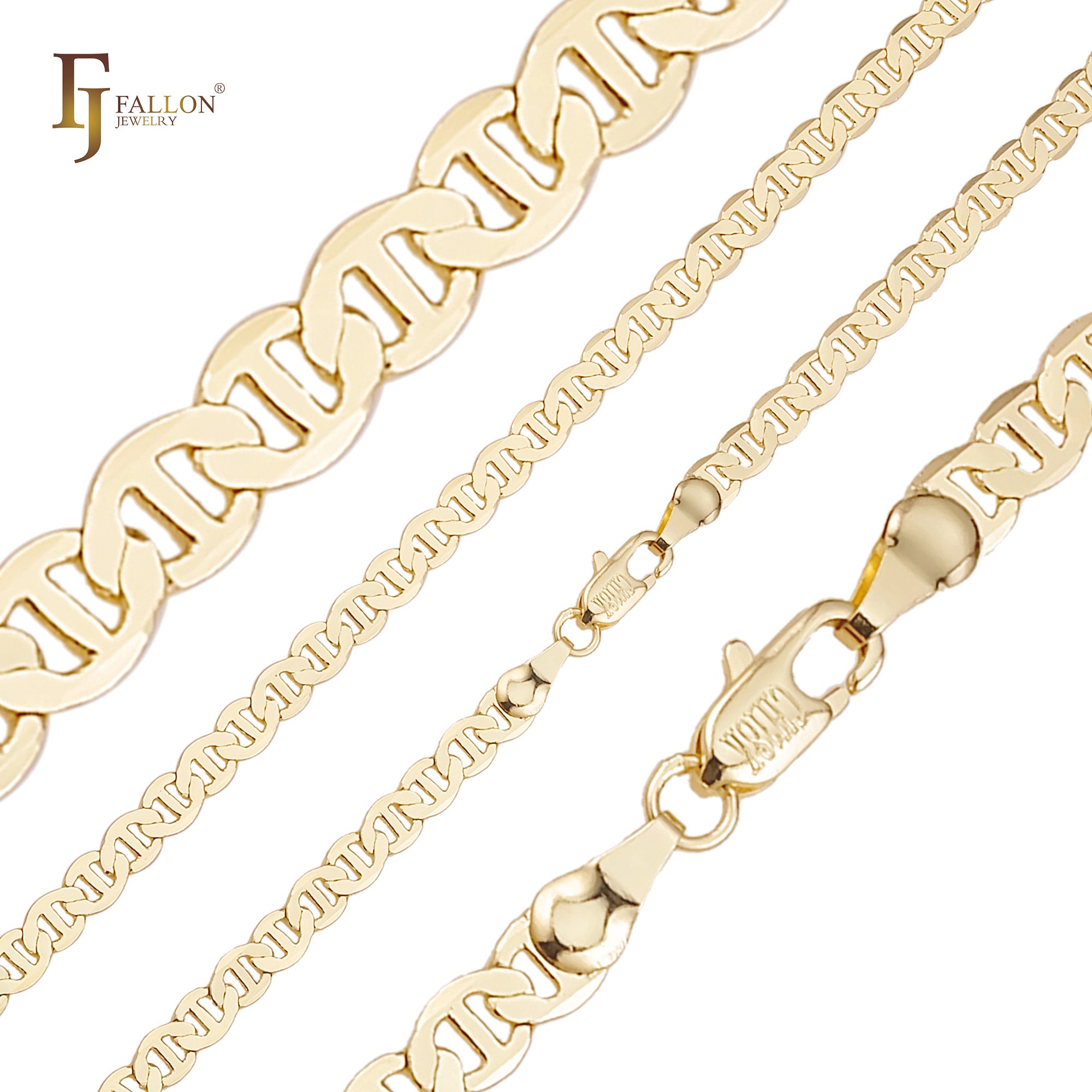 Classic Mariner rod link Chains plated in 14K Gold, two tone