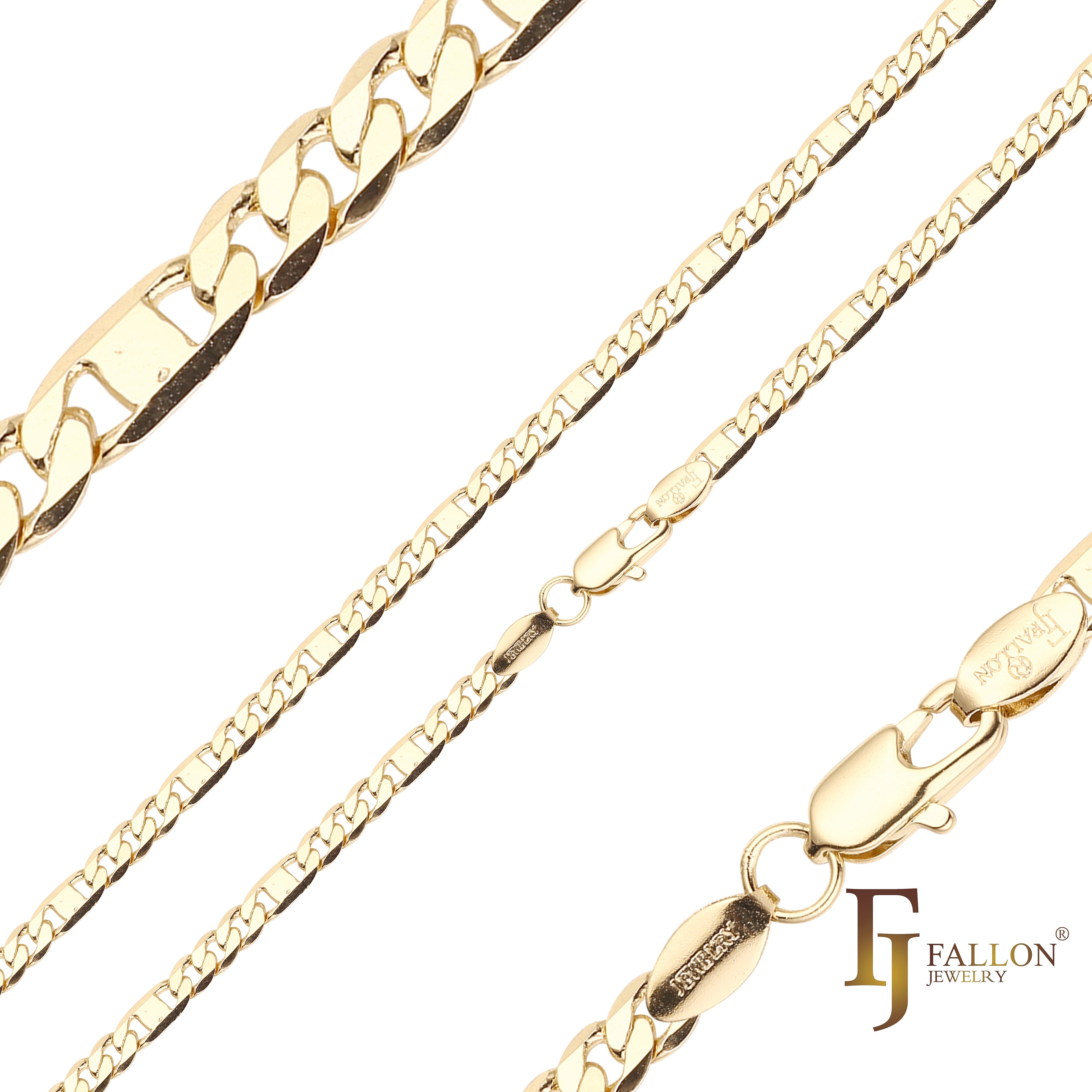 Figaro & Mirror 混合链 14K 金、白金链条