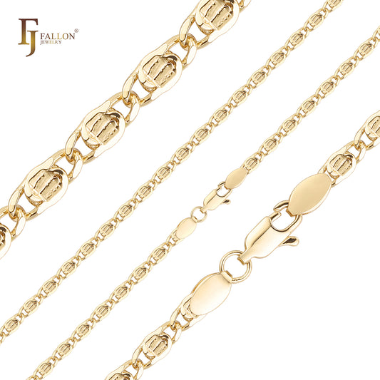 Flatten Snail link chains plated in Rose Gold, two tone [Special]