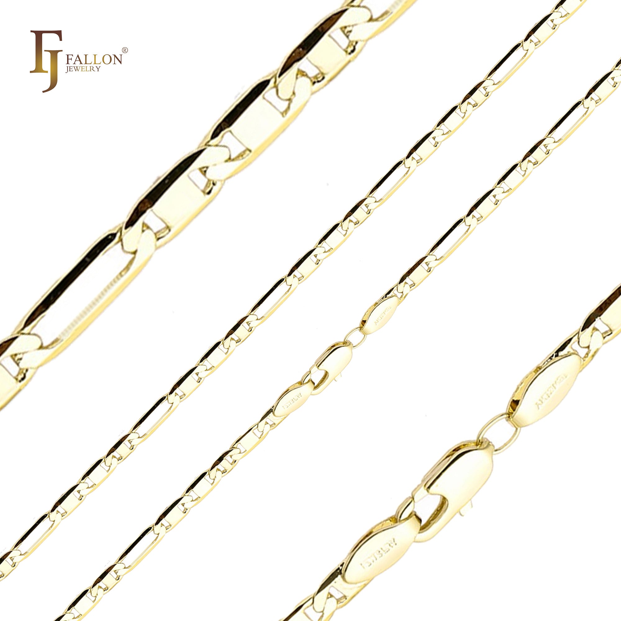 Figaro 风格混合 Mariner Figarucci 链，镀 14K 金