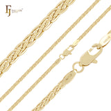 Center hammered thin spiga link 14K Gold, Rose Gold chains