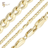 Curb link center rod grooved 14K Gold, Rose Gold, two tone Chain