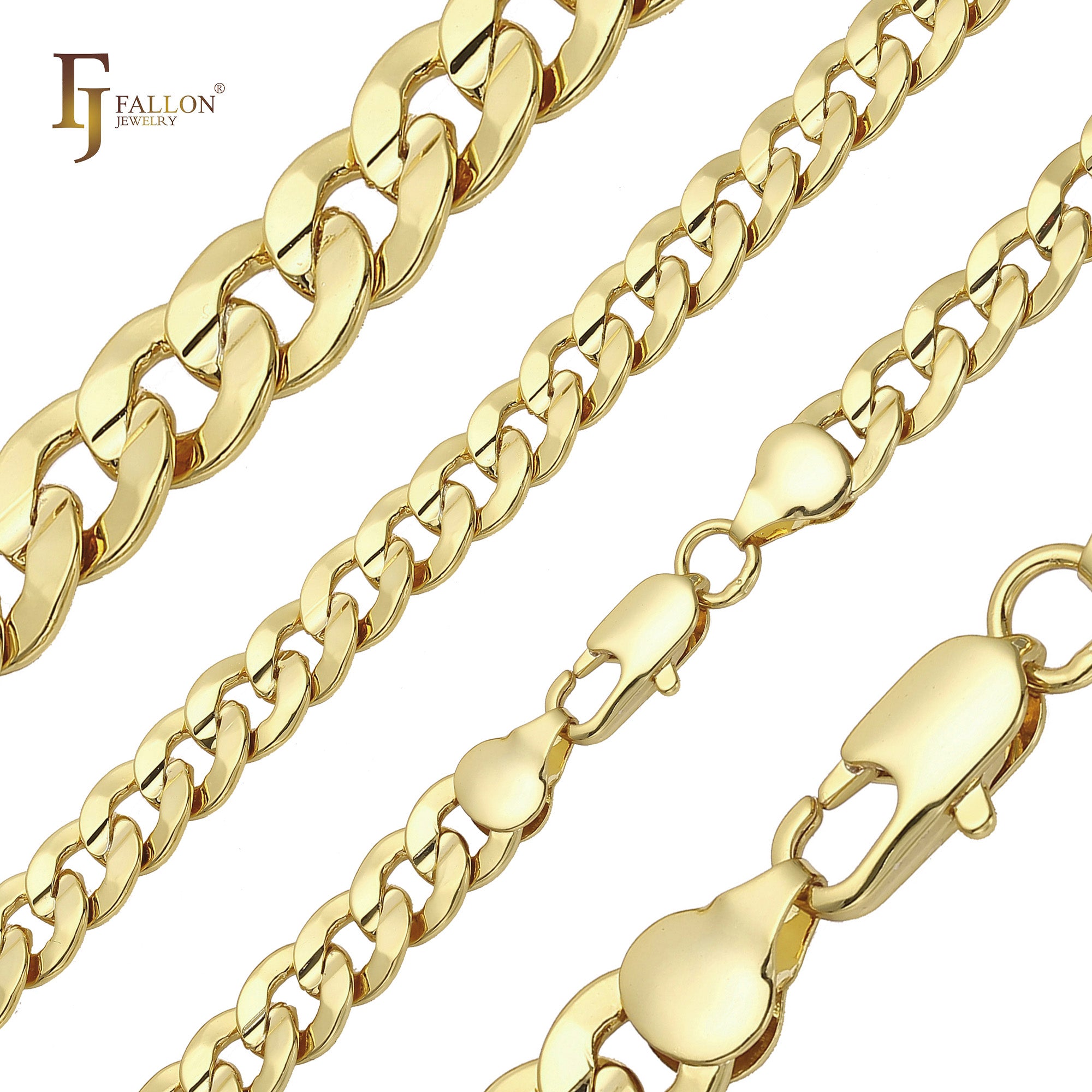 Curb link center rod grooved 14K Gold, Rose Gold, two tone Chain
