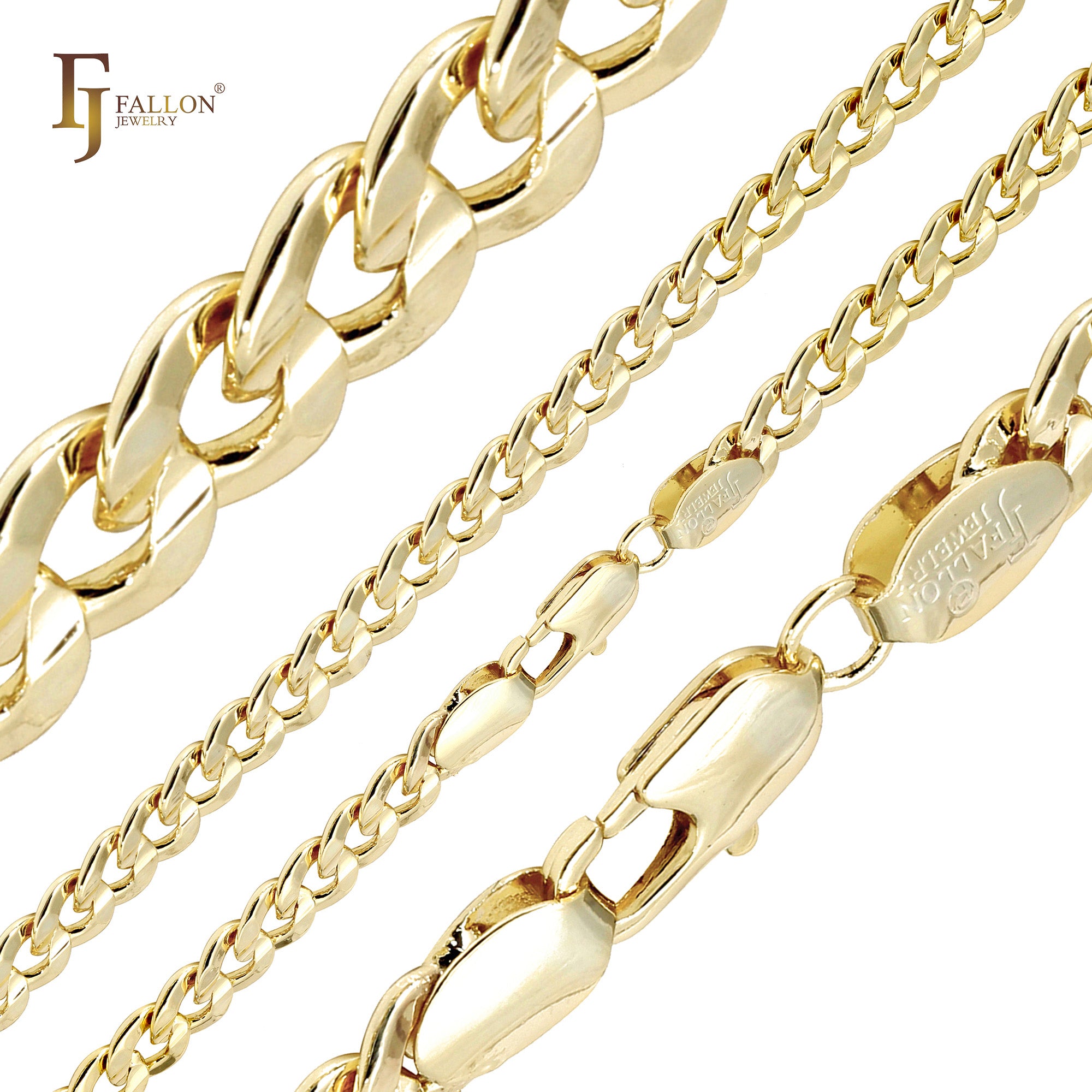 Curb link center rod grooved 14K Gold, Rose Gold, two tone Chain