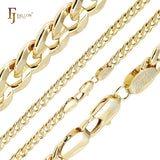 Curb link center rod grooved 14K Gold, Rose Gold, two tone Chain