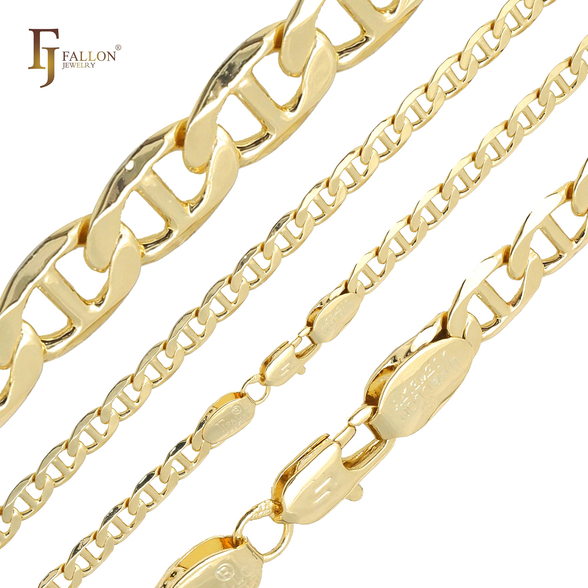 Classic Mariner rod link Chains plated in 14K Gold, two tone