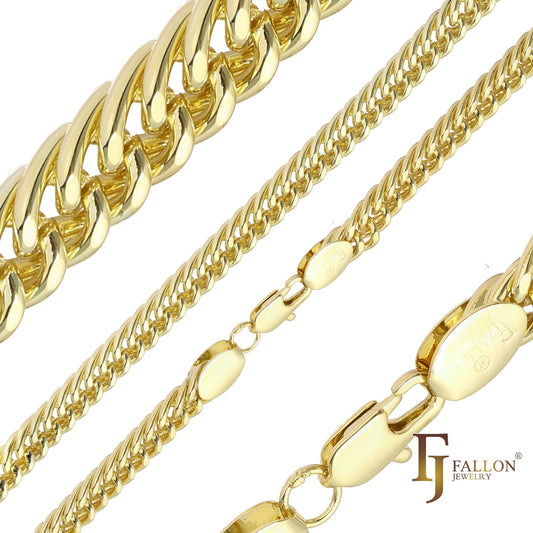{Personalizar} Correntes cubanas de elo triplo banhadas em ouro 18K, ouro 14K, ouro rosa D1142DC